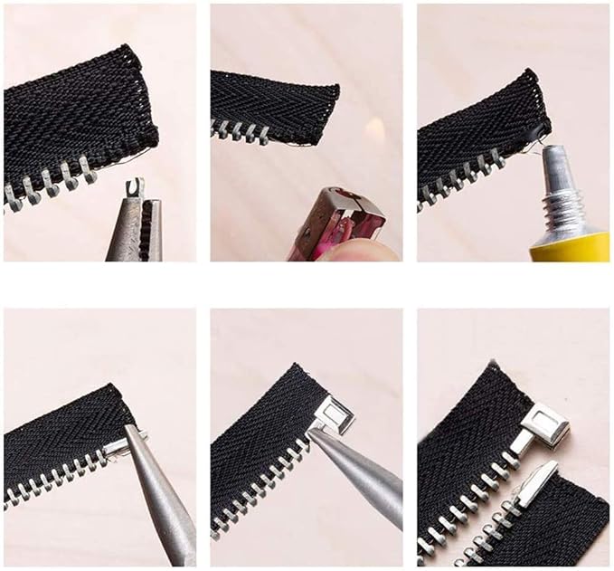 PH PandaHall 12 Sets Metal Zipper Latch Slider Retainer 3 Color #3#5#8#10 Insertion Pin Zipper Bottom Zipper Stopper for Metal Zipper Repair Zip Sewing Replacement DIY, 24pcs