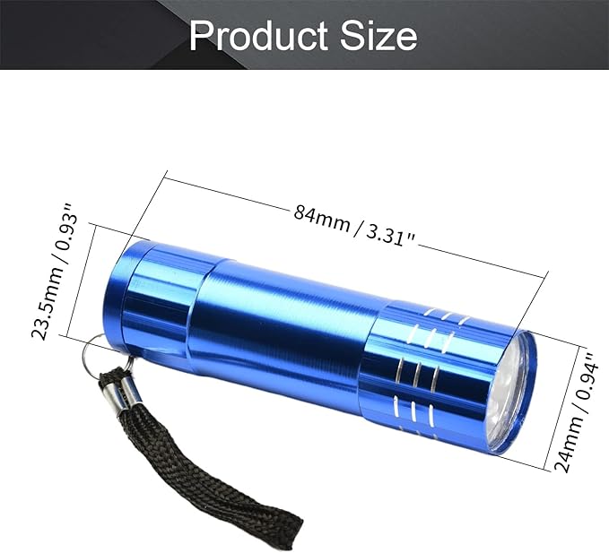 Othmro 1Pcs 9 LED Glow in Dark Flashlight Light, Blue Shell Purple Light, High Lumen Portable Outdoor Lamplight Torch Light Bright Portable Handy Lights for Camping Hiking Fishing Indoor