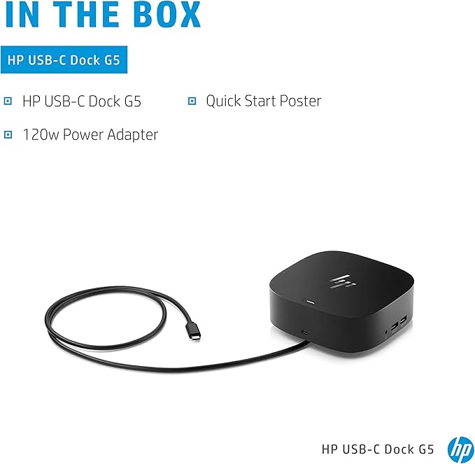 HP USB-C Dock G5-11-in-1 Adapter for Both USB-C and Thunderbolt-Enabled Laptops, PCs, Notebooks - Single Cable for Charging, Networking, or Data Transfers - Great for Secure Remote Management