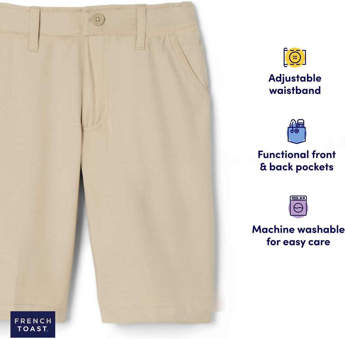 French Toast Boys' Flat Front Microfiber Performance Stretch Short