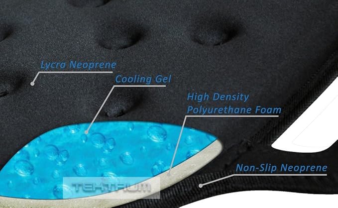 Tektrum Portable Foldable Cool Gel Orthopedic Seat Cushion with Handle for Travel, Airplane, Car, Home, Office, Chairs, - Relief for Tailbone, Sciatica, Back Pain, Prostate, Postnatal (TD-GS1205-BLK)
