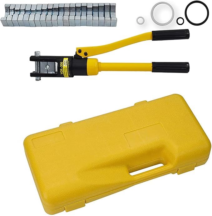 16 Ton Hydraulic Cable Lug Terminal Crimper Wire Crimping Tool with 11 Dies for Crimping Wires and Butt Connectors