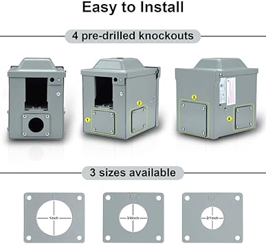 50 Amp RV Outlet Box, 125V250V Nema 14-50R RV Receptacle, Enclosed Lockable Weatherproof 50Amp RV Plug for RVs, Motorhomes, Trailers, Electric Car, Generators (50 Amp)