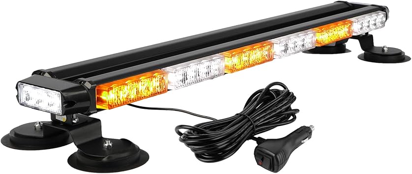ASPL 29.5" 54 LED Strobe Light Bar Double Side Flashing High Intensity Emergency Warning Flash Strobe Light with Magnetic Base for Safety Construction Vehicles Tow Trucks Pickup (AmberWhite)