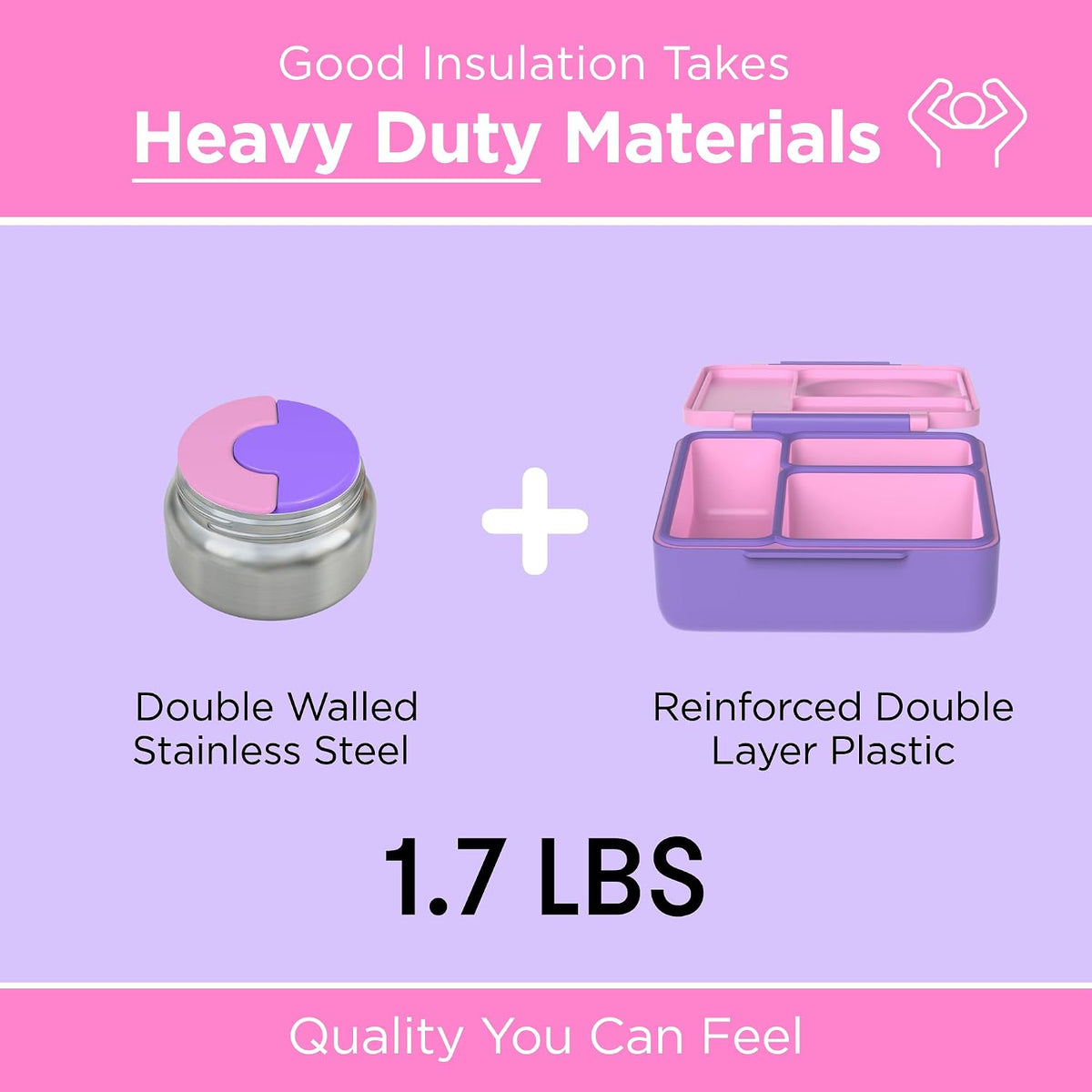 OmieBox Bento Box for Kids - Insulated Bento Lunch Box with Leak Proof Vacuum Insulated Food Jar - 3 Compartments, Two Temperature Zones (Unicorn Pink)