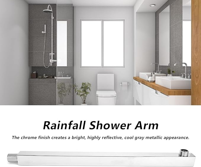 Shower Extension,G1/2in Stainless Steel Shower Head Extension Rod WallMounted Rainfall Shower Arm