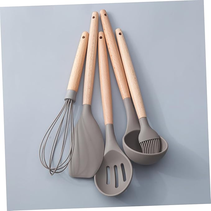 KICHOUSE Kitchen Utensils Cookware Soup Ladle Kitchen Appliances Bamboo Spatula Wooden Handle