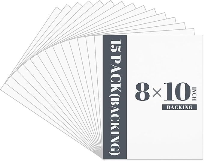 Prudiut 15 Pack 8x10 Backing Boards Only, Uncut White Mat Board Acid Free Mat Board for Photos, Prints, Artworks