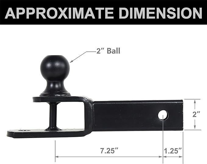 864209 3 in 1 ATVUTV Trailer Hitch Towing Ball Mount with 2 inch Trailer Ball, Fits 2 inch Hitch Receiver...