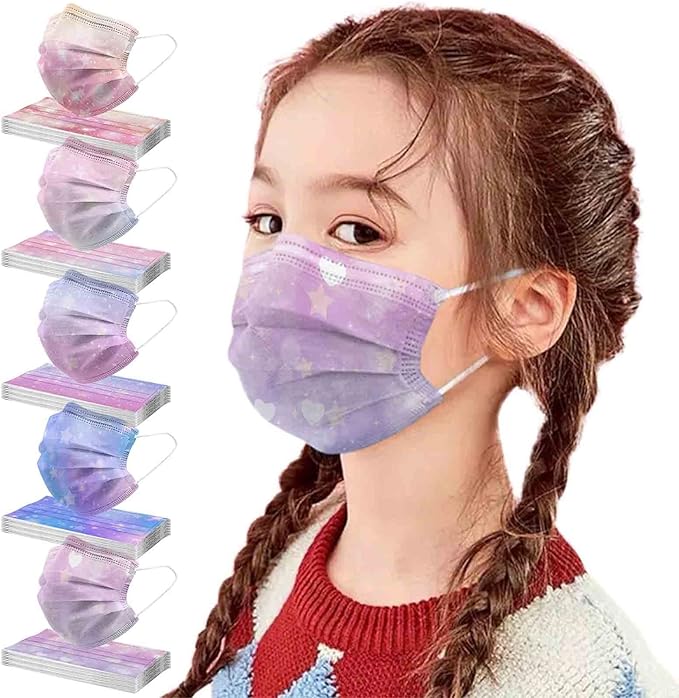 50 Pcs Kids Disposable Face_Masks,Printed Facemasks for Children Back to School