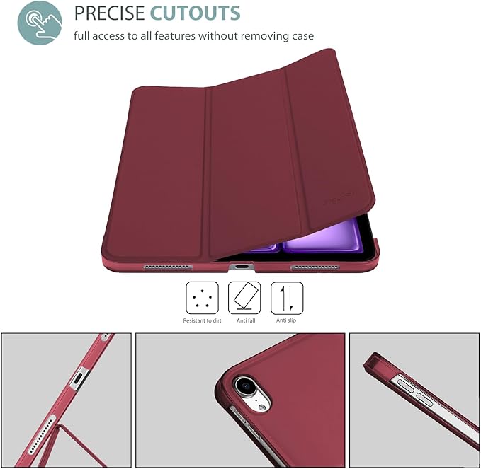 ProCase Smart Case for iPad Air 11 inch M2 2024 Air 6th 10.9 Air 5th 2022Air 4th 2020, Protective Cover for iPad Air 6 5 4 Generation -Wine
