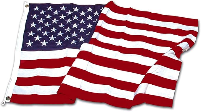Super Tough 5ft x 8ft Knitted Polyester American Flag - USA-Made Heavy-Duty Wind-Resistant with Embroidered Stars and Sewn Stripes - Outdoor and Indoor Use - Durable Canvas Header & Grommets