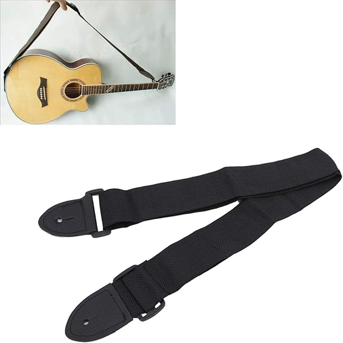 Sevenfly Adjustable Guitar Strap Suitable for Electric, Acoustic Guitar, Bass (Black)