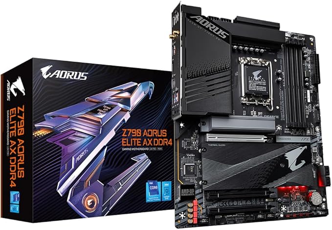 GIGABYTE Z790 AORUS ELITE AX DDR4 Intel LGA 1700 ATX Motherboard, 4x DDR4 128GB, 3x PCI-E x16, 4x M.2, 4x SATA, 5x USB 3.2, 1x USB-C, 4x USB 2.0