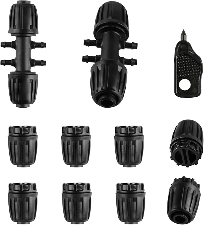 8x12 Inch Drip Irrigation Fittings End Caps2x12 Inch to 14 Inch Locked Barbed Six Hose Connectors 12 Inch Irrigation Fittings End Plugs for (12'' ID x 0.60-0.63'' OD)16mm Drip Tubing Connectors