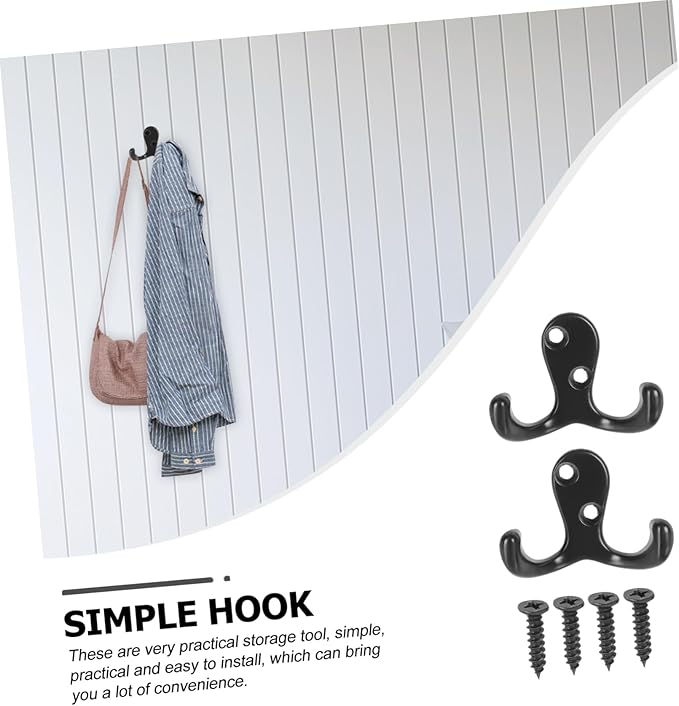 ABOOFAN 10-Piece Double Prong Coat Hook Set Wall-Mounted Towel and Mug Rack Sturdy Metal Hook for Hanging Coats Bags Hats and Towels for Home and Office