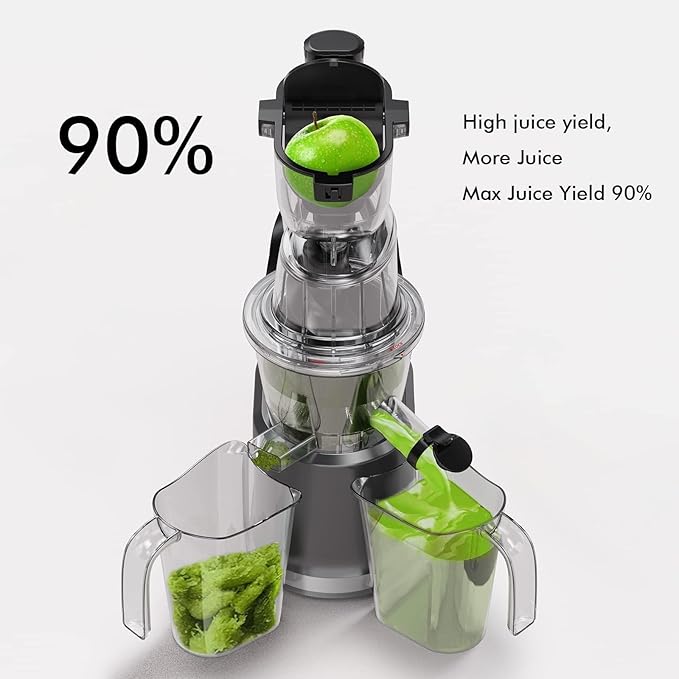 Cold Press Juicer Machine, SiFENE Slow Masticating Juicer, 83mm Wide Chute for Whole Fruits Vegetables, Easy to Clean, High Yield, Non BPA, Gray