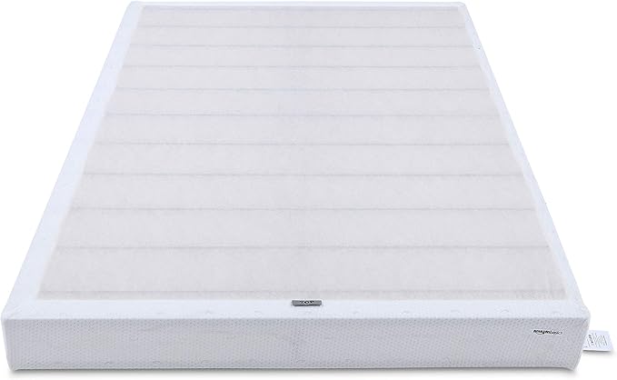 Basics Smart Box Spring Bed Base, 9-Inch Height Mattress Foundation, Tool-Free Easy Assembly, Twin, 74"L x 38"W x 9"H, White