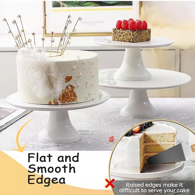 Porcelain Cake Stand for Wedding Chip-Resistant Pedestal Dessert Display with Dome Easy to Clean (10 Inch)