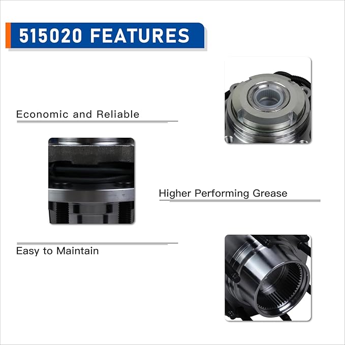 515020 Front 4WD Wheel Bearing Hub Assembly Compatible with 2000-2002 Ford Excursion, 1999-2004 Ford F-250 Super Duty 1999-2004 Ford F-350 8Lugs wABS