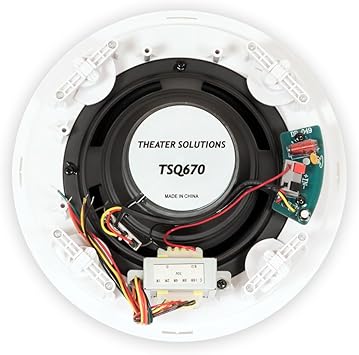 Theater Solutions TSQ670 In Ceiling 70 Volt 6.5" Speakers Quick Install Pair , White