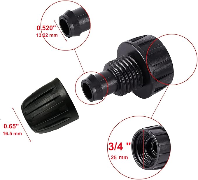 12 Inch Drip Irrigation Tubing Faucet Adapter 3 Pack, 34" to 12" Irrigation Hose Adapter, 34 Inch Faucet Connector Garden Hose Adapter