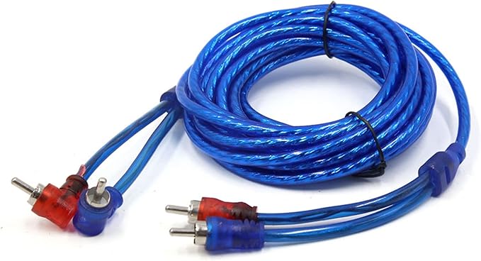 uxcell Blue 14.7 Ft Length Double Shielded RCA Stereo Audio Interconnect Cable Wire for Car