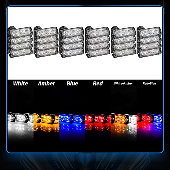 Updated Emergency Strobe Warning LED Lamp Kit, 4 Pods, 20 LEDs, 18 Flash Patterns for Warning Strobe Light, Emergency Light, Light