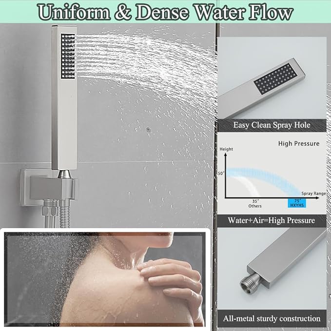Handheld shower wand, high-pressure handheld shower sprayer, luxury one-function handheld shower head, nickel