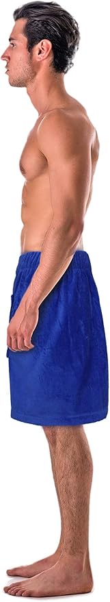 Turkish Cotton Terry Velour Adjustable Body Wrap Towel for Men (Royal Blue, One Size)