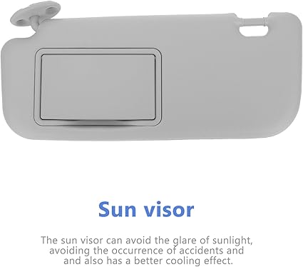 Mobestech Grey Driver Side Sun Visor with Mirror Replacement Car Interior Sun Protection Visor with Vanity Mirror