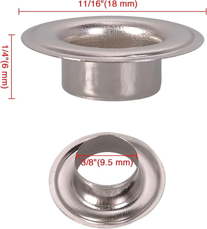 Yescom 1000 Sets of 38(9.5mm) Size 2 Nickel Finish Grommets Washers Leather Bags Poster Banner Eyelets YES0378