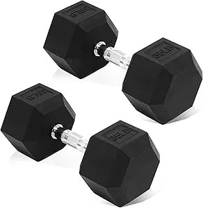 Hex Dumbbells Rubber Coated Hand Weights Pairs for Exercises and Fitness, Multiple Sizes