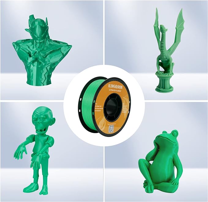 Kingroon PLA 3D Printer Filament, Dimensional Accuracy - 0.02 mm, 1 kg Spool(2.2lbs), 1.75 mm,Green