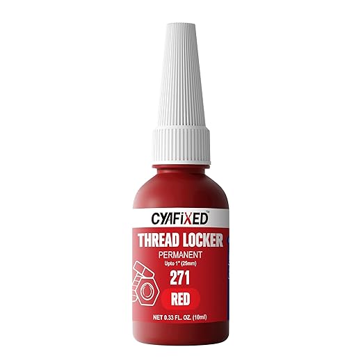 Threadlocker 271, Red High Strength Permanent Thread Lock Glue (0.33Fl oz/10ml) - Lock Tight Screw Glue for Nuts, Bolts & Seal Fasteners, Prevents Loosening, Rust & Corrosion