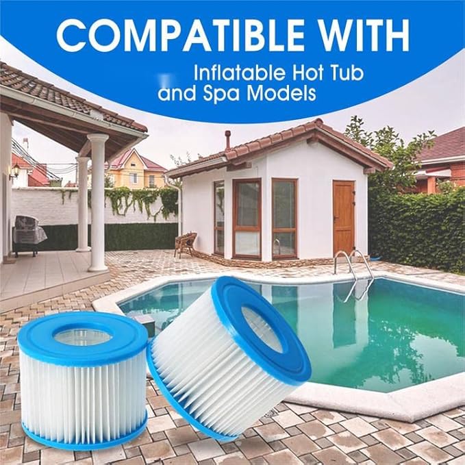 Type VI Hot Tub Filter Cartridge for Spa, Inflatable Hot Tub Tub and Other Types of Inflatable Spa Filter Cartridge Accessories (2pcs)