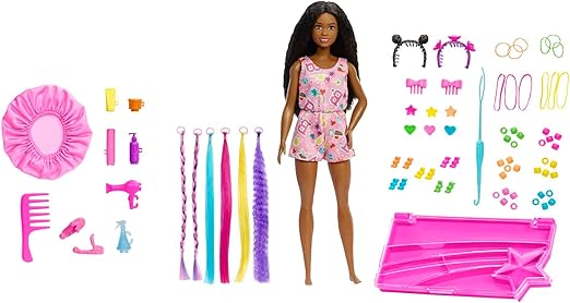 Barbie Life in The City Brooklyn and Her Hairstyles Brunette Doll with +75 Hair Accessories, Gift Toy +3 Years Old (Mattel HHM39)