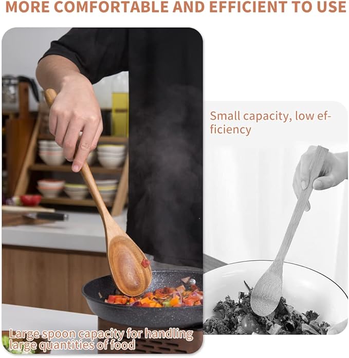 Big Wooden Spoon for Cooking, Large Wood Scoop Utensil, 17-inch Kitchen Serving Scoop for Big Pot, Long Handle Giant Spoon, Heavy Food Service Spoon, Mixing Spoon, Smooth Finish & Comfortable Grip