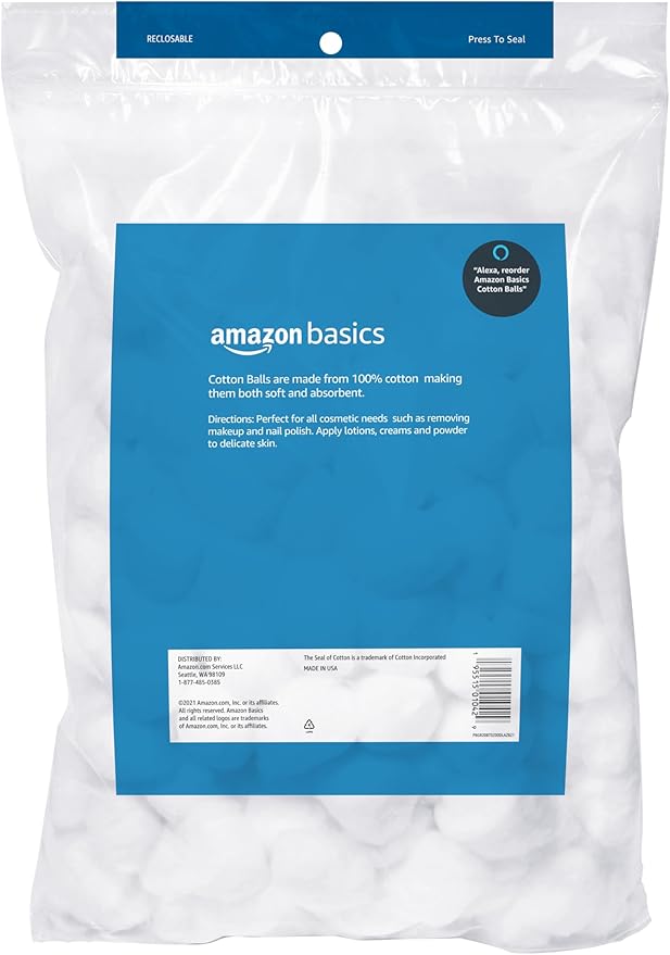 Basics Cotton Balls for Skincare, 200 Count (Previously Solimo)