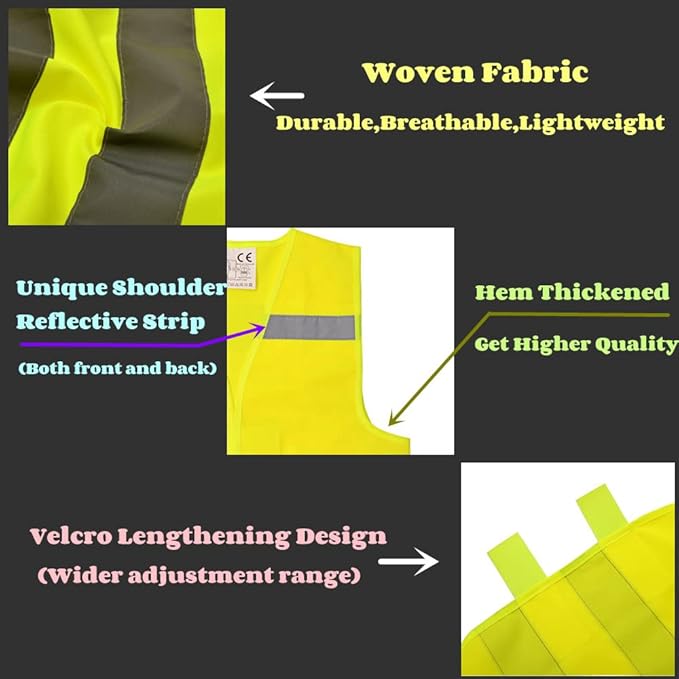 Hi Vis Kids Safety Vest Lightweight,Adjustable Comfy Toddler Safety Vest,Reflective Vest Kids,toddler construction vest for Cycling Running XSY1