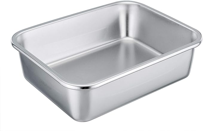 TeamFar Rectangular Cake Pan Brownie Pan, Stainless Steel Lasagna Casserole Baking Pan, 8x10x3, Rust Free Non Toxic, Easy Clean Dishwasher Safe