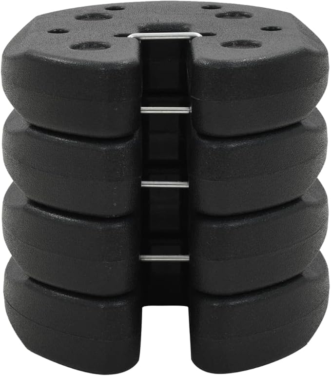 4 pcs Gazebo Weight Plates Black for Gazebos, Party Tents, Outdoor Parasols, Concrete Inside, Suitable for 1.2" Tube, Weight (Each) 7.2 lb, Dimensions 8.7" x 2"