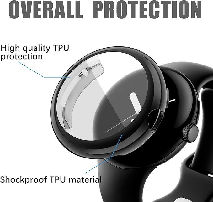 Wugongyan Screen Protector Case Compatible with Google Pixel Watch 3 45mm (2024) Soft TPU Protective Cover (Rose Gold, 45mm)
