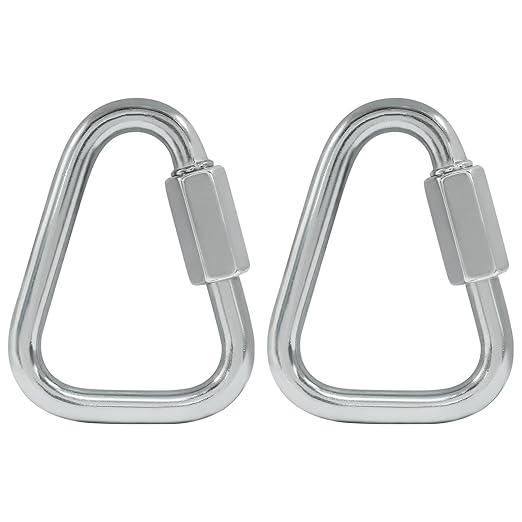 2 Pack M8 Heavy Duty Triangle Quick Links, 2.9" Stainless Steel Carabiners with Triangular Locking Hooks, Quick Connects for Camping Outdoor Gear