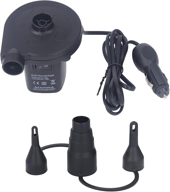 Air Pump GLD 198B Inflator Pump DC12V 75W Deflator Pumps with 3 Nozzles for Inflatable Devices and Water Bed