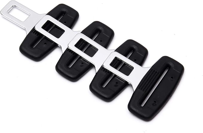 4pcs Car Seat Belt Clips, Car Seat Belt Insert Metal Tongue, Seat Safety Belt Buckle Auto Metal Seat Belt Clip, Universal for Most Vehicle. (Black)