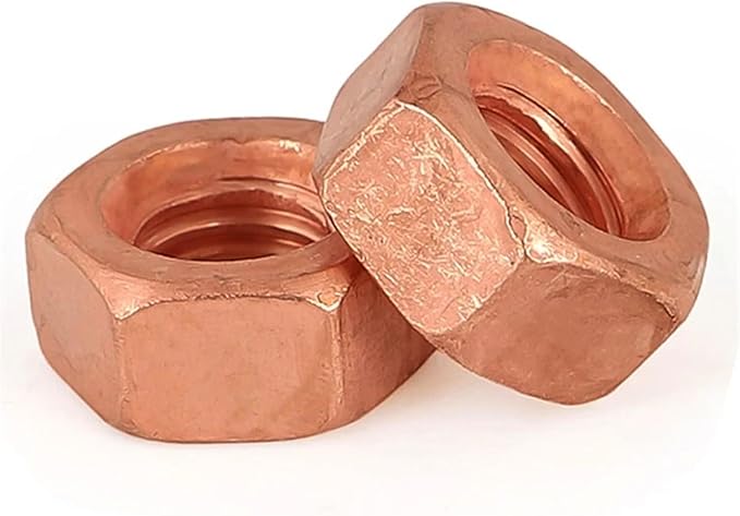 2/5pcs T2 Copper Hexagon Nut Red Copper Nut Conductive Conduction Nut Washer Locking Screw Cap Pure Copper M3 M4 M5 M6 M8 M10 M12(M5 (5Pcs))