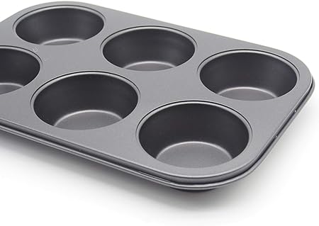 Muffin Pan 6 Cup Cupcake Baking Pan No Stick Carbon Steel Easy Clean