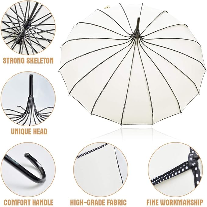 VIVISKY (TM) old-fashioned pagoda roof parasol sunshade by Ivory