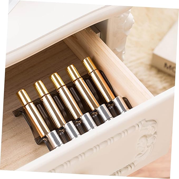 3pcs Essential Oil Bottle Storage Rack Stackable Organizer Slots for Easy Access for Tabletops Black Plastic Household Organizing